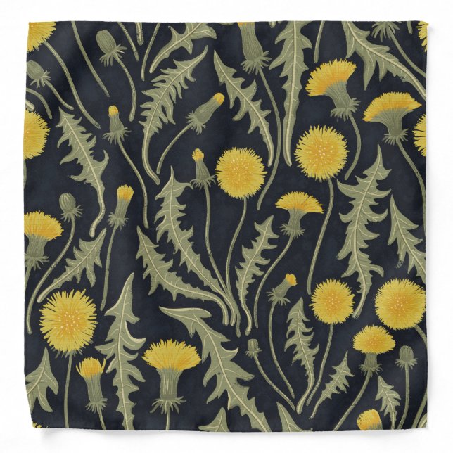 Dandelions, green, yellow and black bandana (Front)