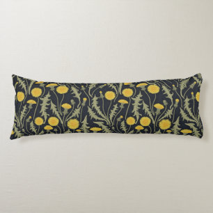 Dandelions, green, yellow and black body pillow