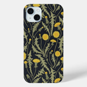 Dandelions, green, yellow and black iPhone 15 plus case