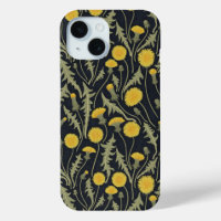 Dandelions, green, yellow and black