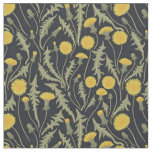 Dandelions, green, yellow and black fabric
