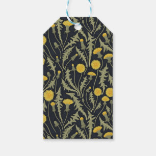 Dandelions, green, yellow and black gift tags