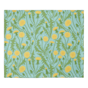 Dandelions, green, yellow and blue duvet cover