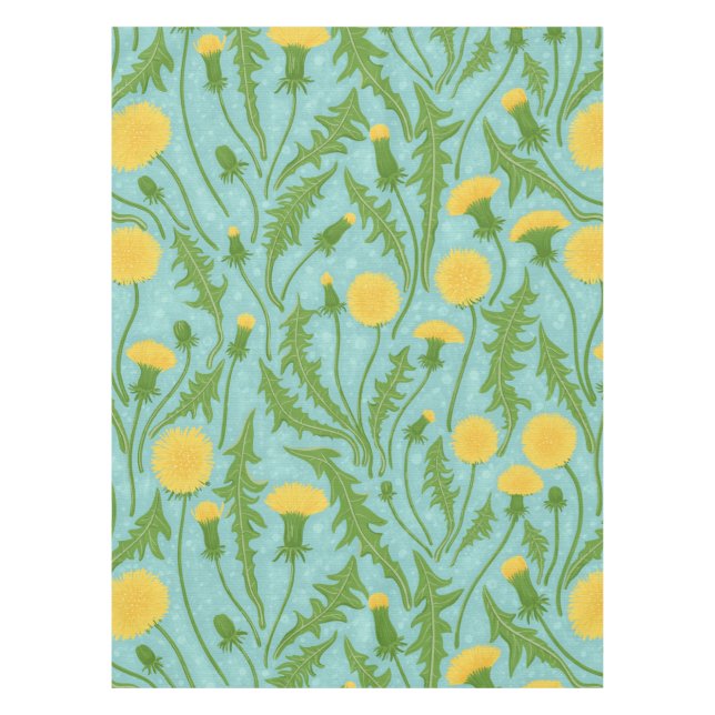 Dandelions, green, yellow and blue tablecloth (Front)