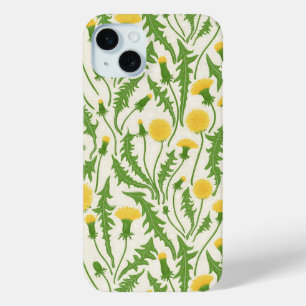 Dandelions, green, yellow and white iPhone 15 plus case