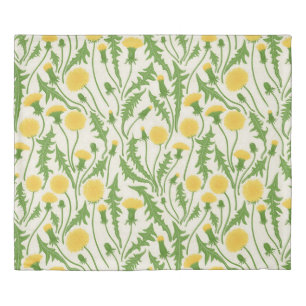 Dandelions, green, yellow and white duvet cover