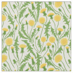 Dandelions, green, yellow and white fabric