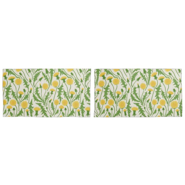 Dandelions, green, yellow and white pillow case (Front-Set)