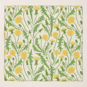 Dandelions, green, yellow and white scarf