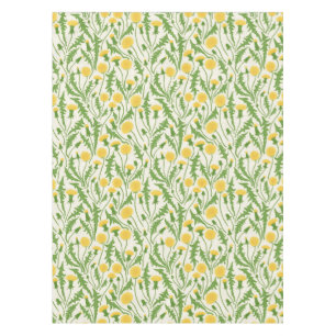 Dandelions, green, yellow and white tablecloth
