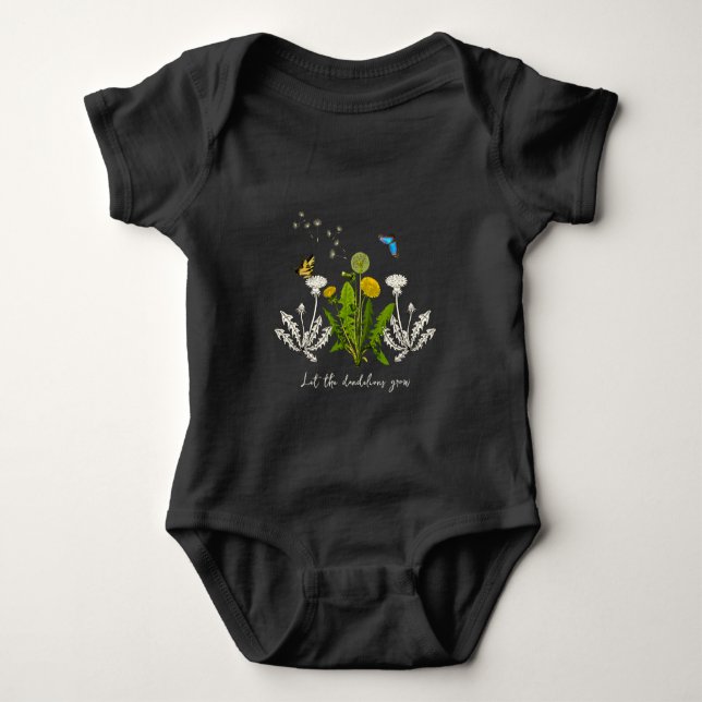 Dandelions Grow Nature Design Baby Bodysuit (Front)