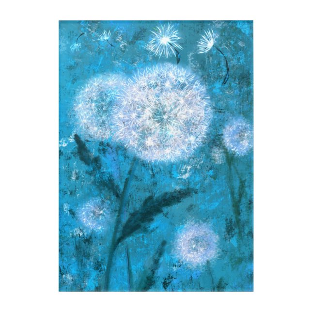 Dandelions in Moon Light Acrylic Print (Front)