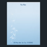 Dandelions Letterhead<br><div class="desc">Dandelions float up the left side against a soft blue gradient background.</div>