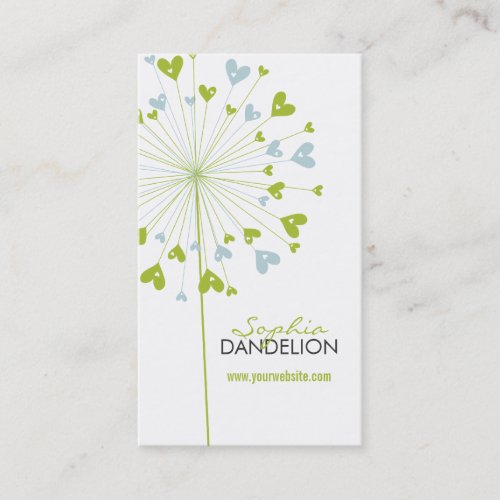 Dandelions Love Hearts Blue Wedding Profile Card
