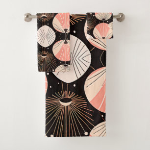 Dandelions -Mid-century- Retro Modern Design Bath Towel Set