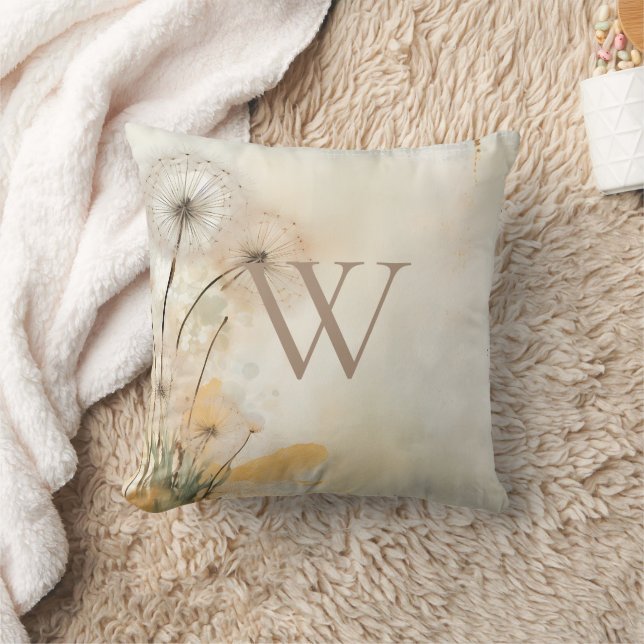 Dandelions Monogram Throw Pillow (Blanket)