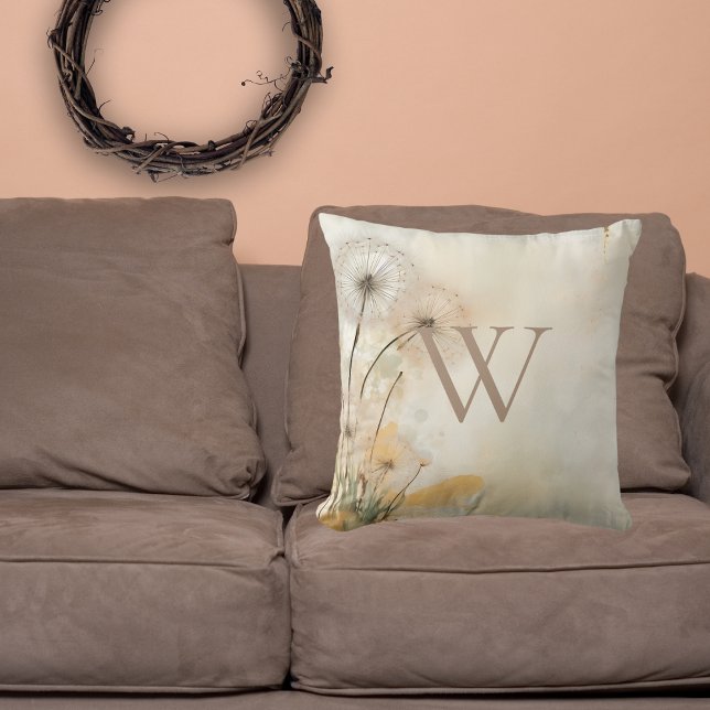 Dandelions Monogram Throw Pillow (Creator Uploaded)