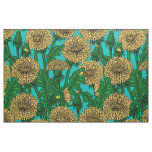 Dandelions on turquoise fabric