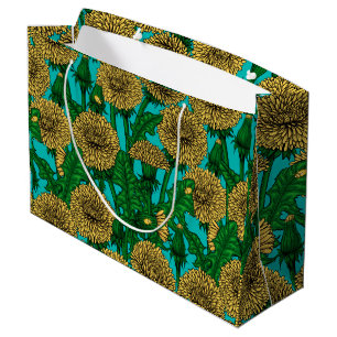 Dandelions on turquoise large gift bag