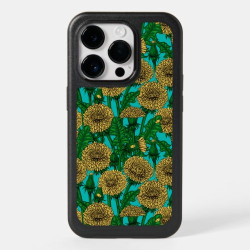 Dandelions on turquoise OtterBox iPhone 14 pro case