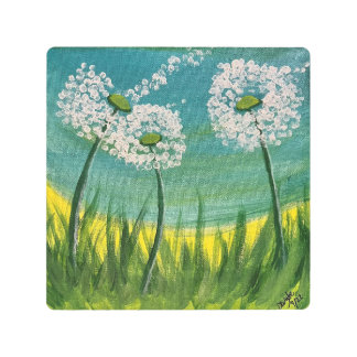 Dandelions - original acrylic on metal print
