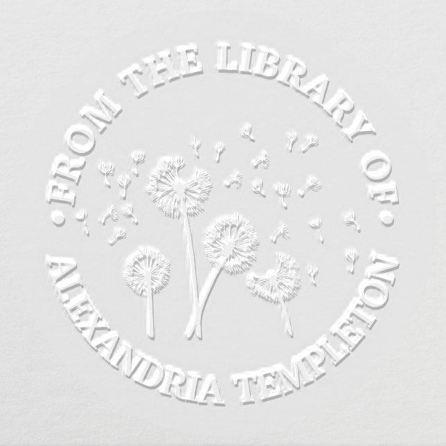 Dandelions Seeds in the Wind Library Book Name R Embosser (Design)
