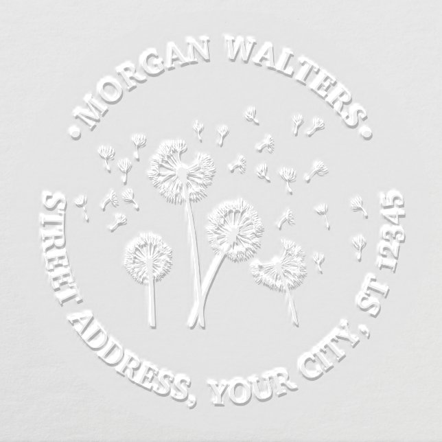Dandelions Seeds in the Wind Name Return Address Embosser (Design)