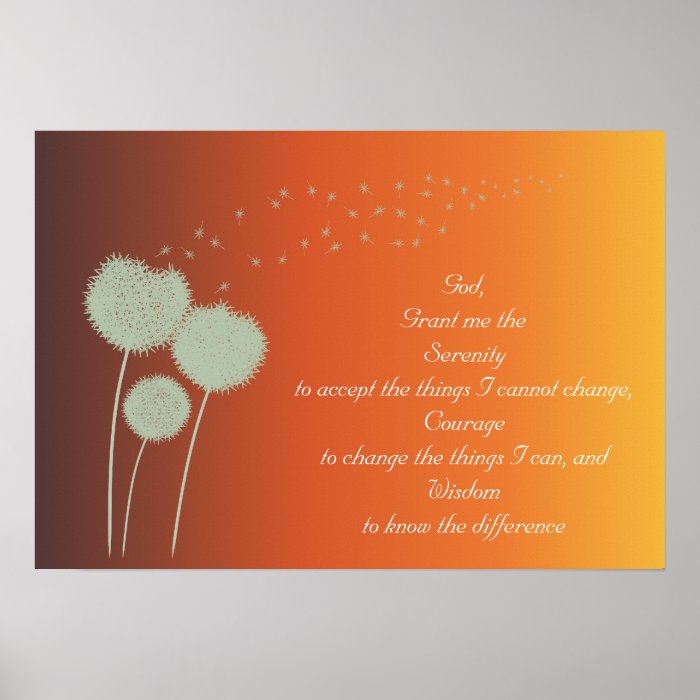 Dandelions Serenity Prayer Customizable Posters