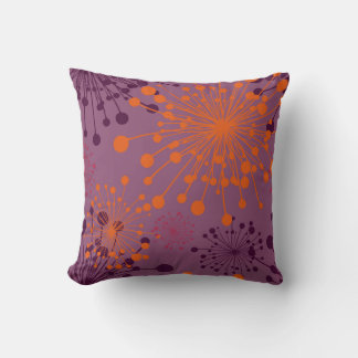 Dandelions Throw Pillow Mauve Orange Purple