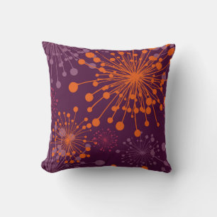 Dandelions Throw Pillow Purple Mauve Orange