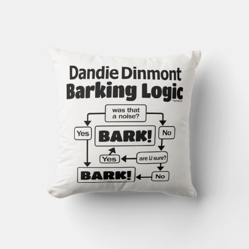 Dandie Dinmont Barking Logic Throw Pillow
