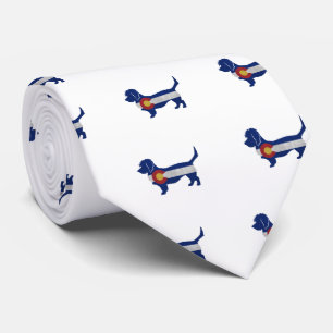 Dandie Dinmont Dog Breed Colorado Flag Neck Tie