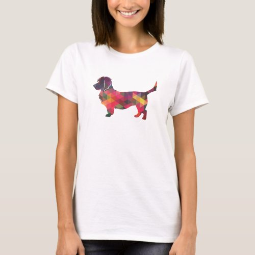 Dandie Dinmont Geometric Pattern Silhouette Multi T_Shirt