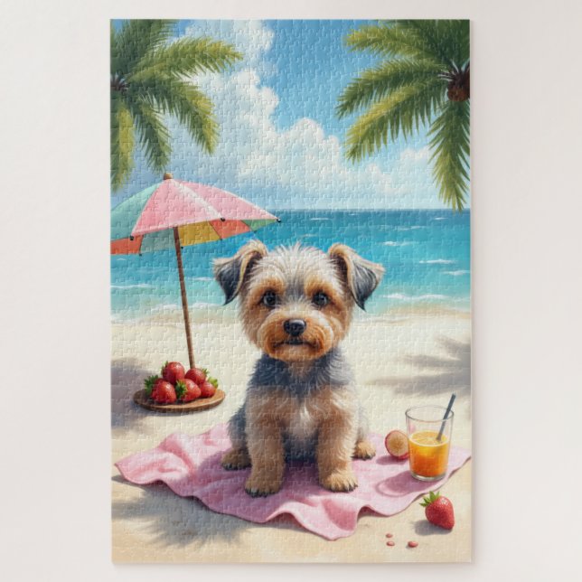 Dandie Dinmont Terrier Beach Scene Jigsaw Puzzle (Vertical)