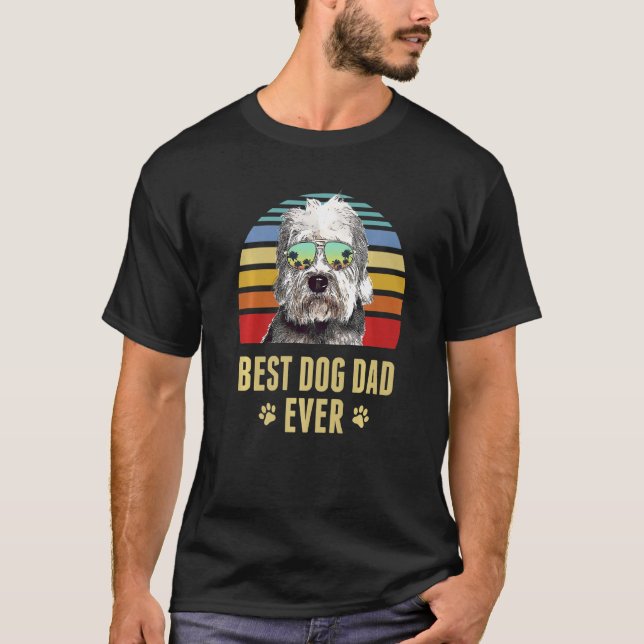 Dandie Dinmont Terrier Best Dog Dad Ever Retro Sun T-Shirt (Front)