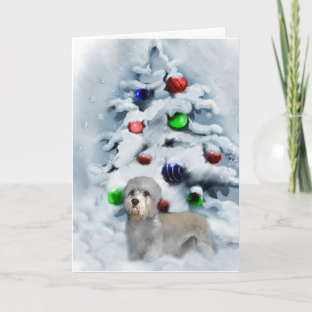 Dandie Dinmont Terrier Christmas Holiday Card (Front)