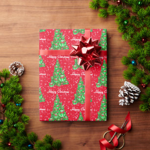 Dandie Dinmont Terrier Dog Christmas Tree Red Wrapping Paper
