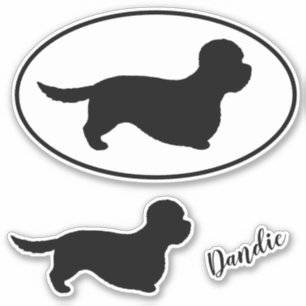Dandie Dinmont Terrier Dog Silhouettes Sticker Set