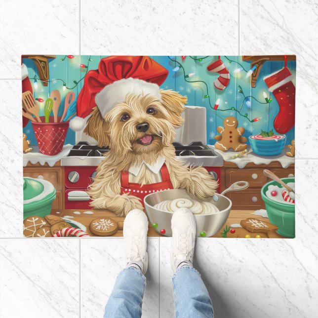 Dandie Dinmont Terrier Holiday Baking: Christmas Doormat (Indoor)