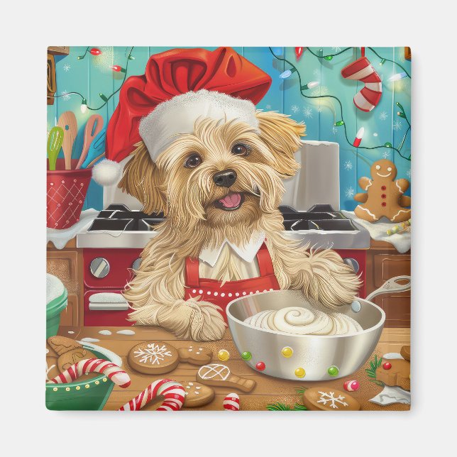 Dandie Dinmont Terrier Holiday Baking: Christmas Magnet (Front)