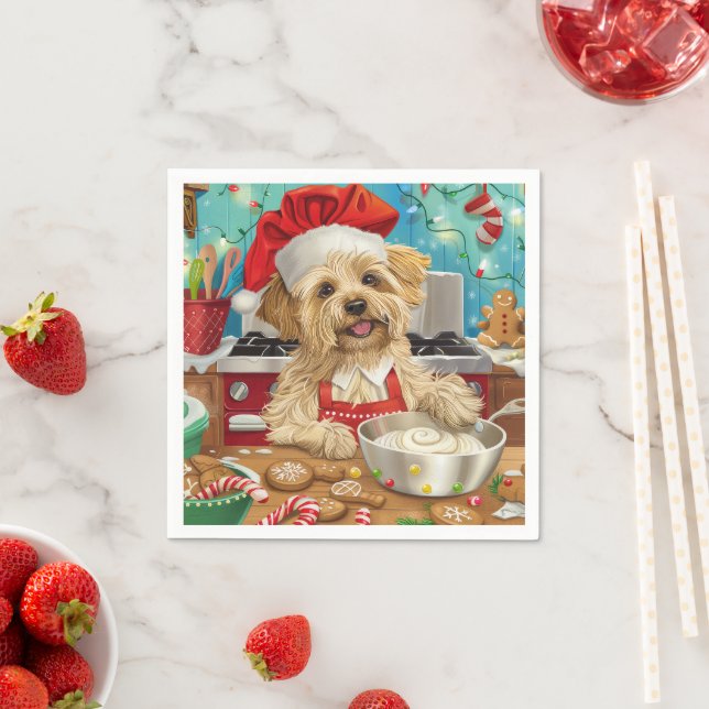 Dandie Dinmont Terrier Holiday Baking: Christmas Napkins (Insitu)
