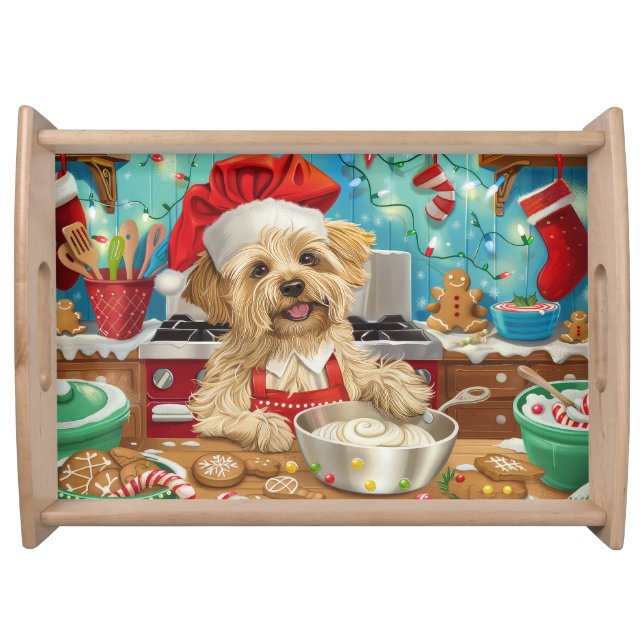 Dandie Dinmont Terrier Holiday Baking: Christmas Serving Tray (Front)