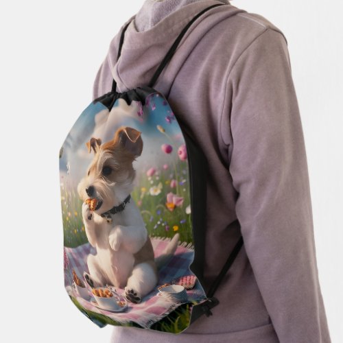 Dandie Dinmont Terrier in a Picnic Drawstring Bag