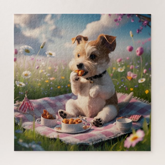 Dandie Dinmont Terrier in a Picnic Jigsaw Puzzle (Vertical)