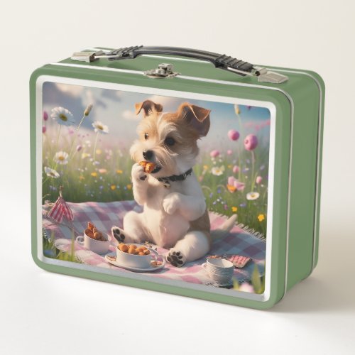 Dandie Dinmont Terrier in a Picnic Metal Lunch Box