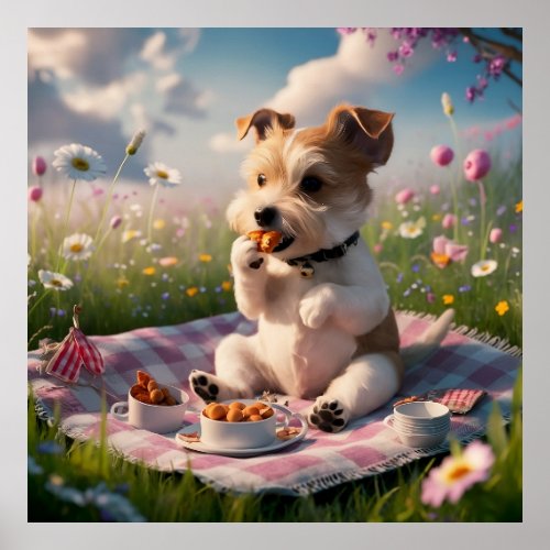 Dandie Dinmont Terrier in a Picnic Poster