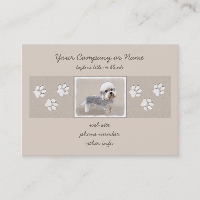 Dandie Dinmont Terrier Painting Original Dog Art Business Card (Front)