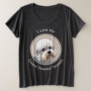 Dandie Dinmont Terrier Painting Original Dog Art Plus Size T-Shirt