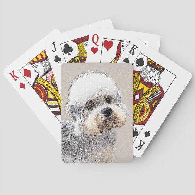 Dandie Dinmont Terrier Painting Original Dog Art Poker Cards (Back)