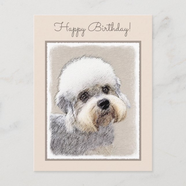 Dandie Dinmont Terrier Painting Original Dog Art Postcard (Front)